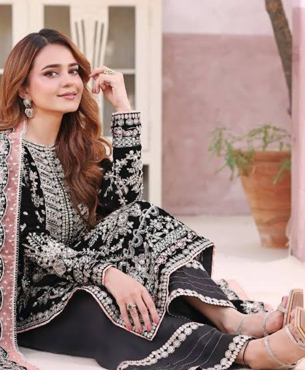 Black Velvet 3-Piece Stitched Suit – Heavy Embroidered